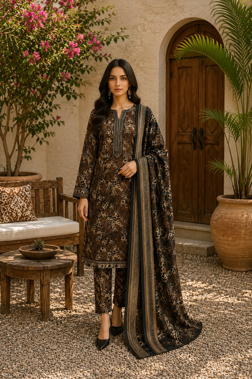 3PCs PRINTED LAWN UNSTITCHED SUIT