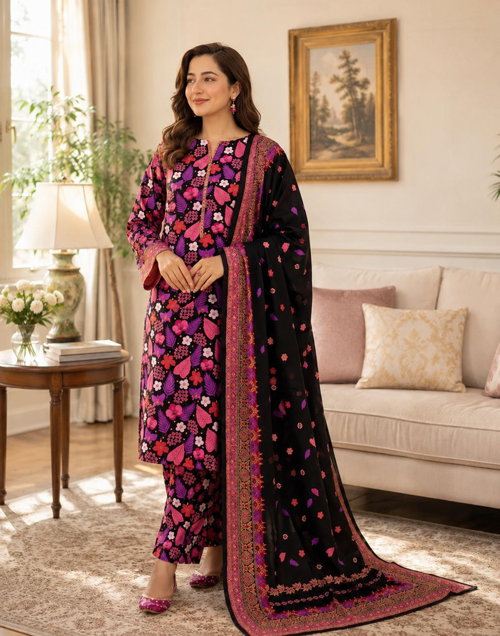 Lawn 3PC Unstitched Suit - BL
