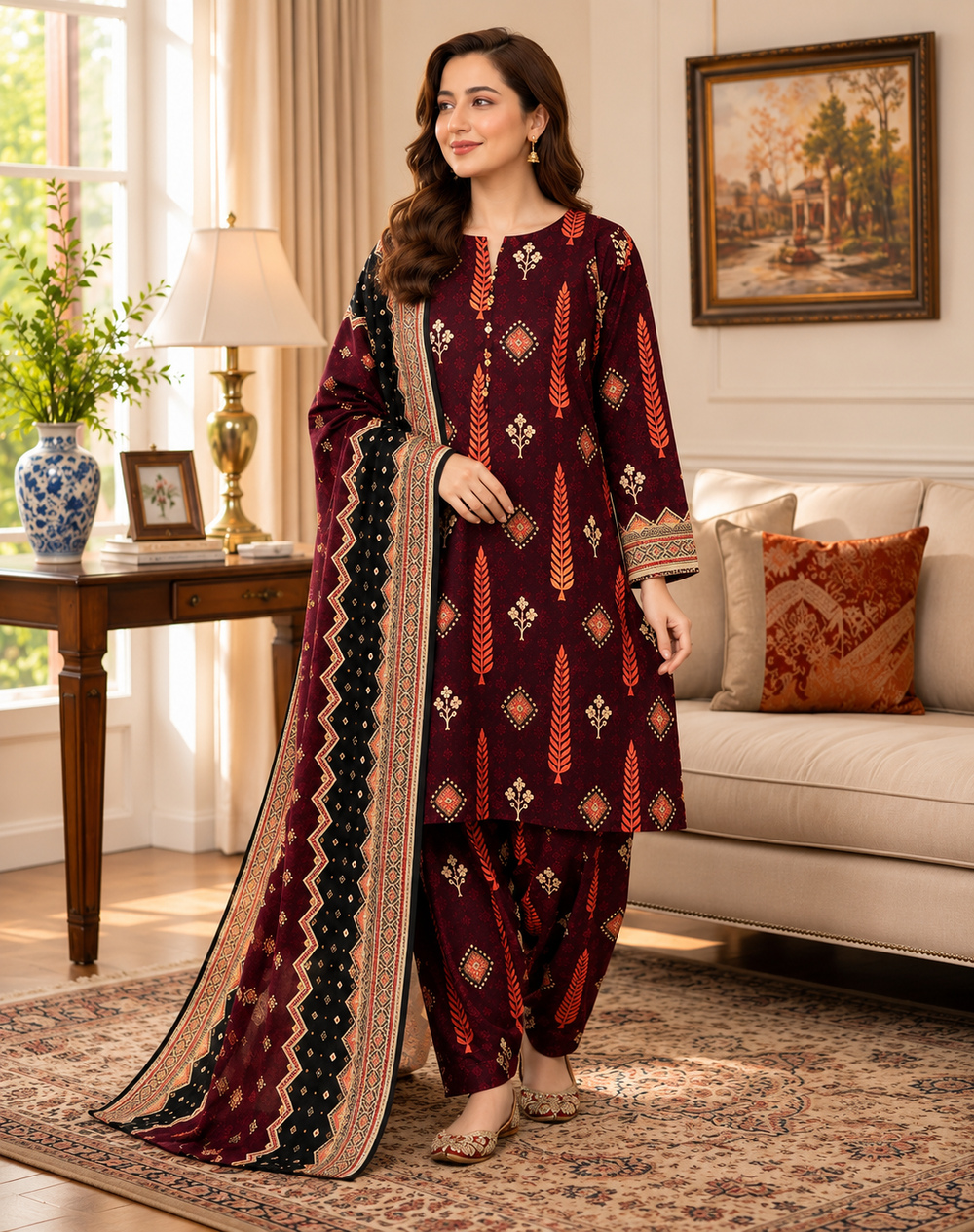 Lawn 3PC Unstitched Suit - BL