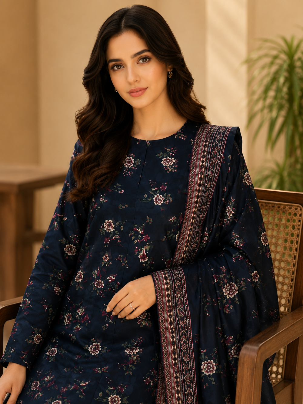 3PCs PRINTED LAWN UNSTITCHED SUIT