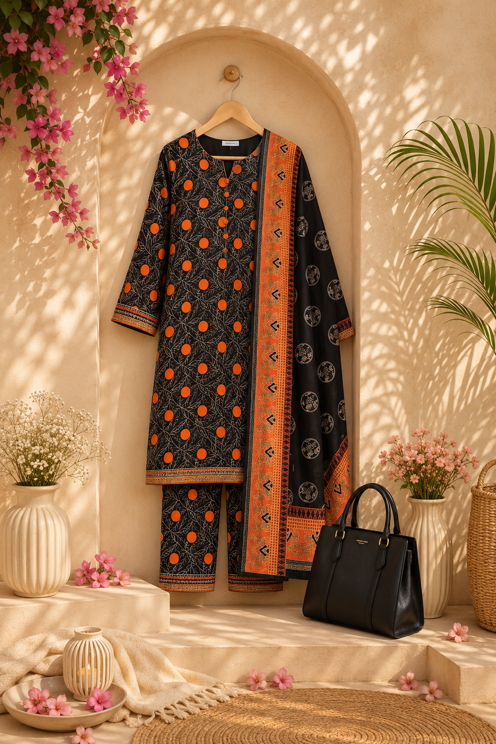 PRINTED 3PCs SWISS LAWN SUIT - W1507