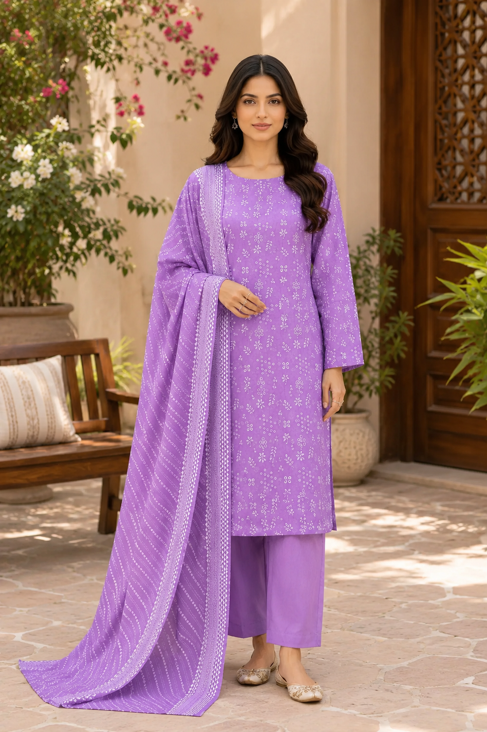 3PCs PRINTED LAWN UNSTITCHED SUIT