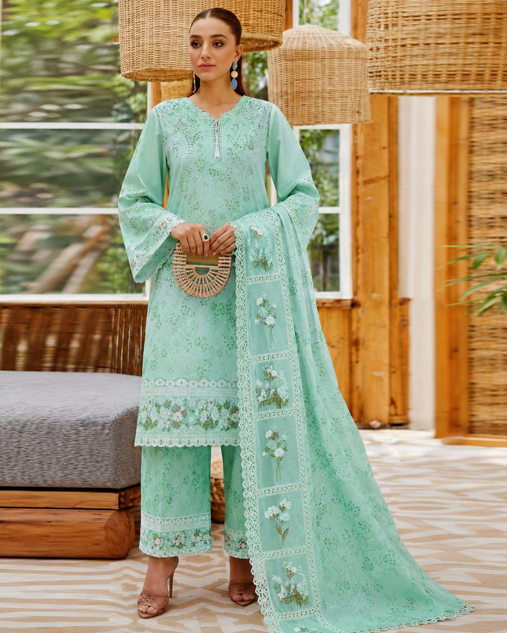 Lawn 3PC Unstitched Suit - BL