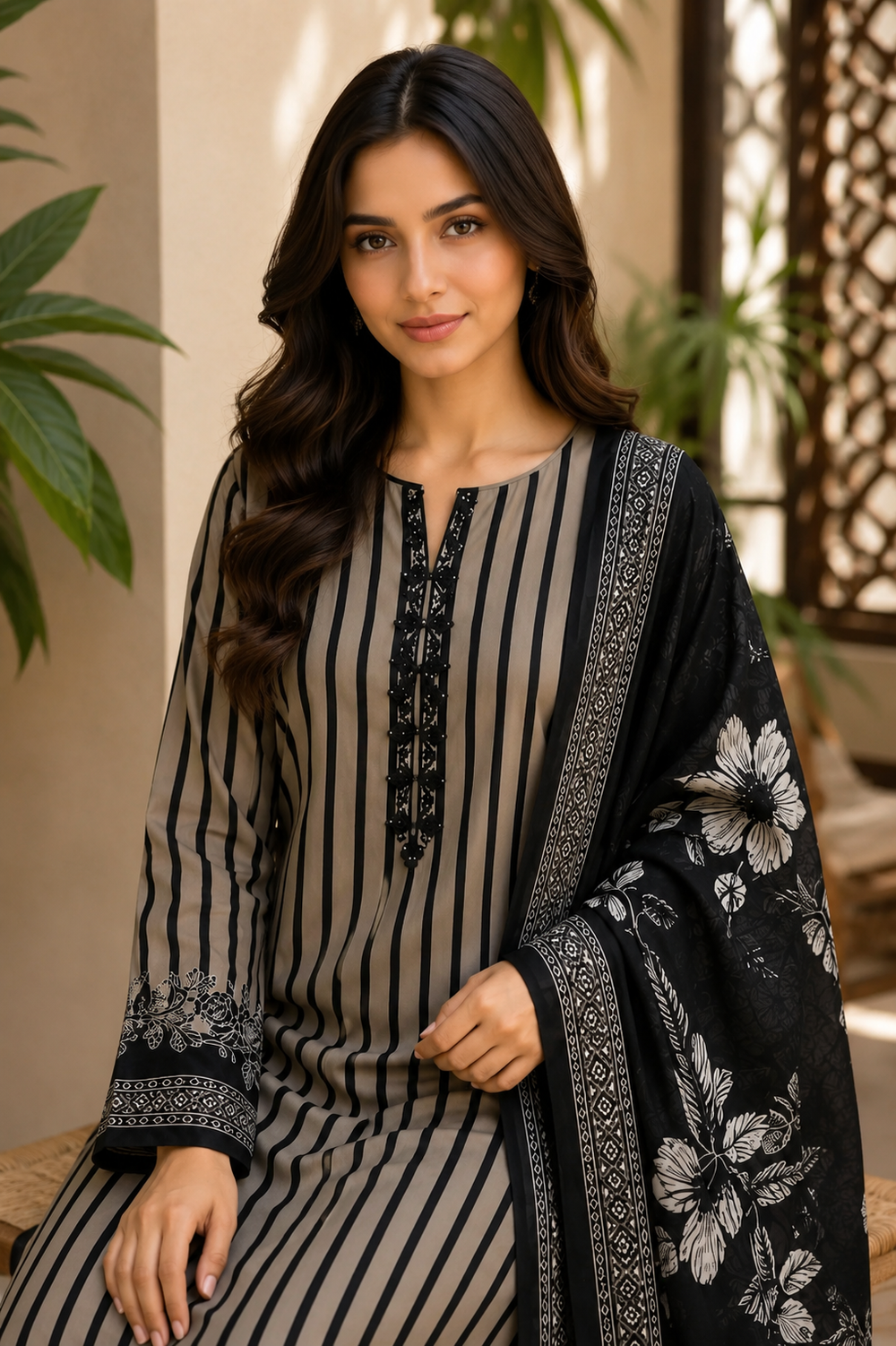 3PCs PRINTED LAWN UNSTITCHED SUIT