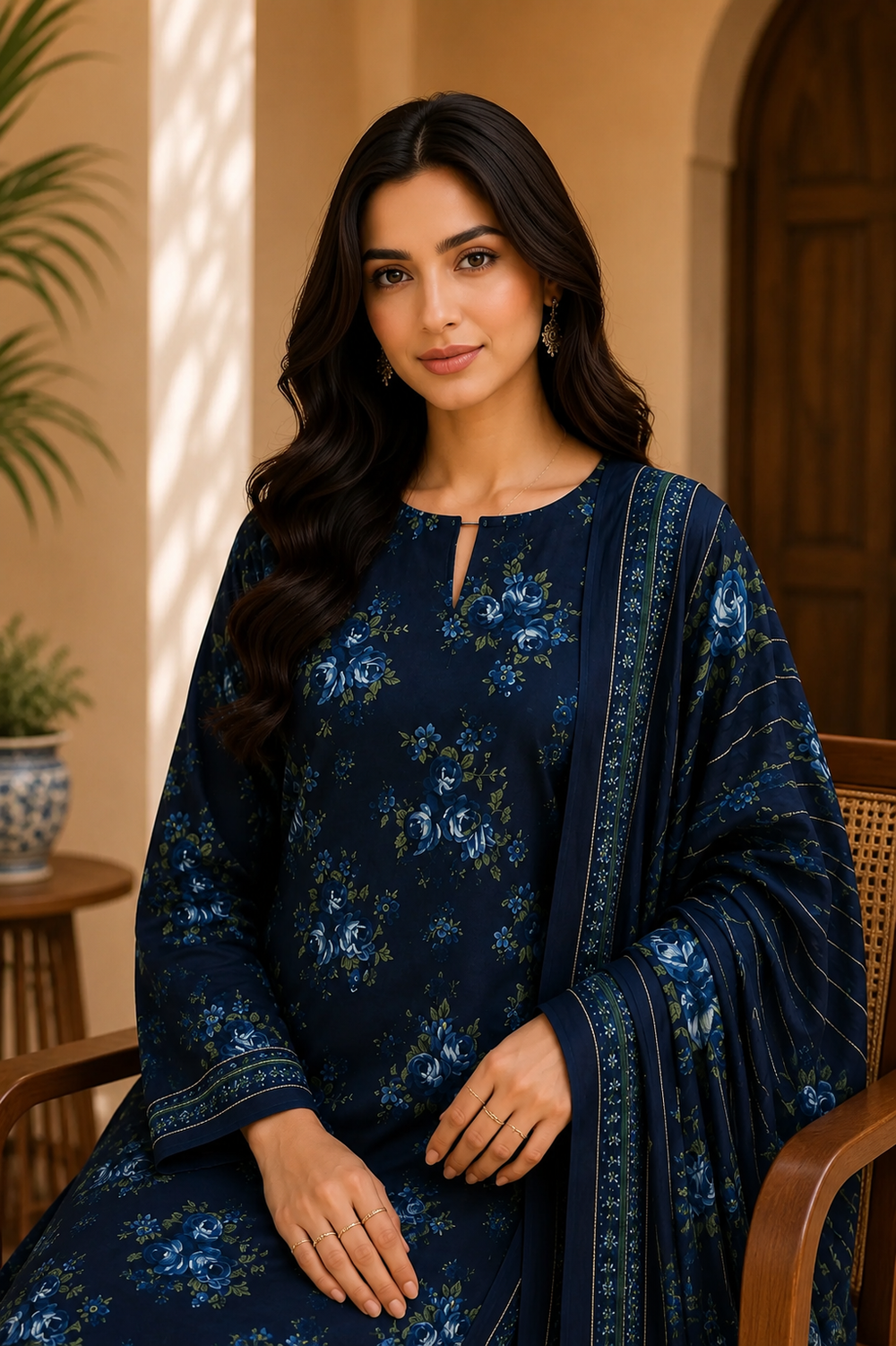 3PCs PRINTED LAWN UNSTITCHED SUIT