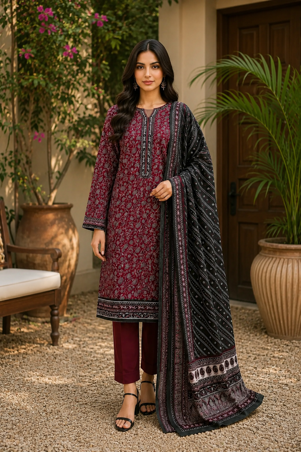 3PCs PRINTED LAWN UNSTITCHED SUIT