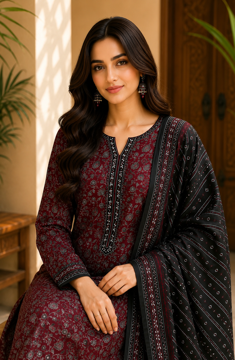 3PCs PRINTED LAWN UNSTITCHED SUIT