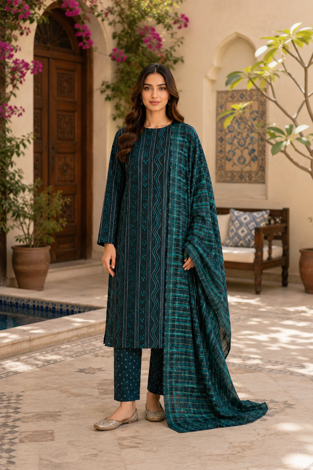 3PCs PRINTED LAWN UNSTITCHED SUIT
