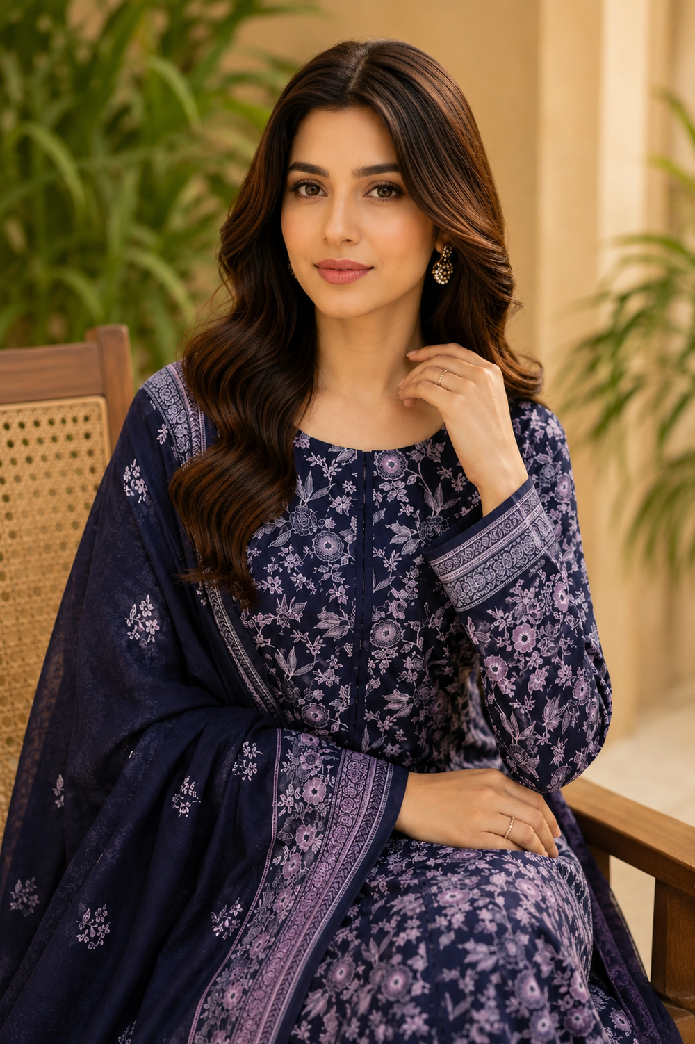 3PCs PRINTED LAWN UNSTITCHED SUIT