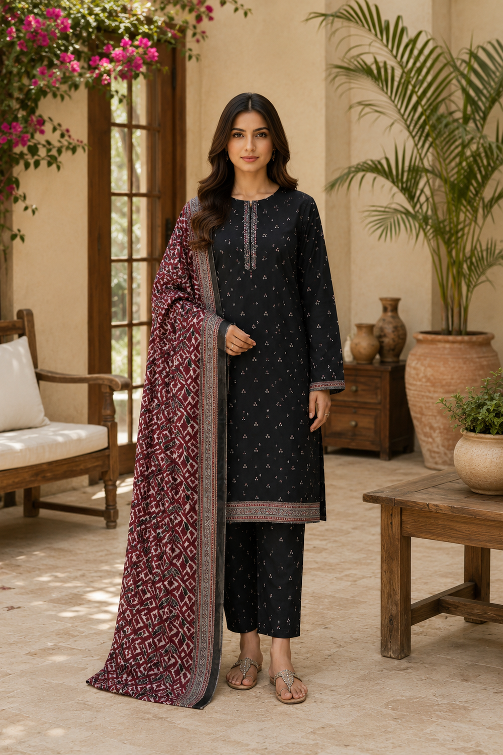 3PCs PRINTED LAWN UNSTITCHED SUIT