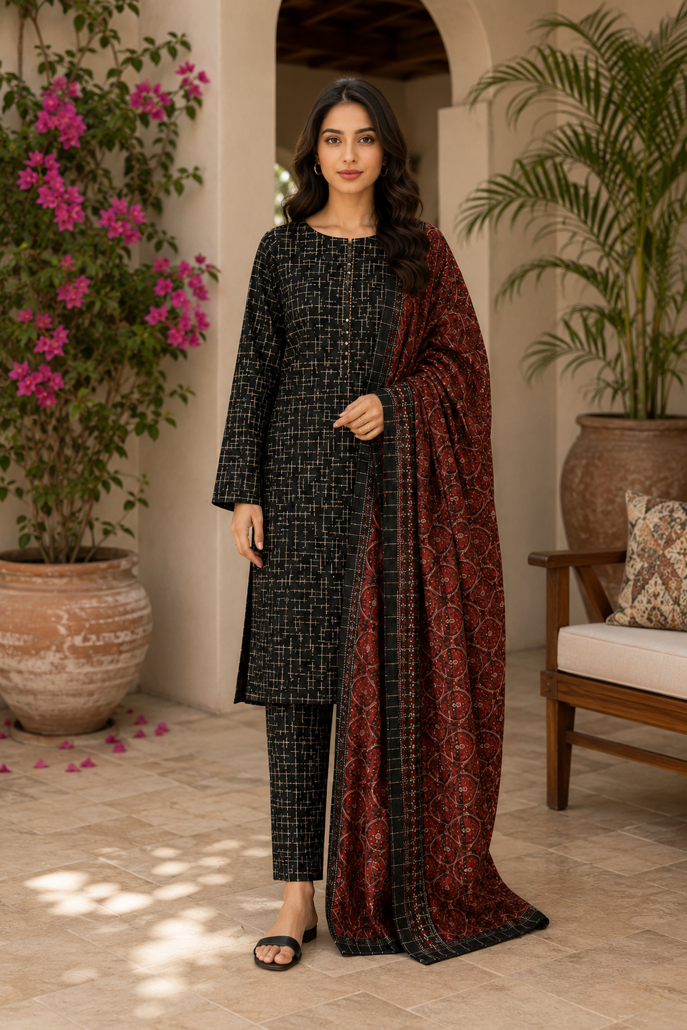3PCs PRINTED LAWN UNSTITCHED SUIT