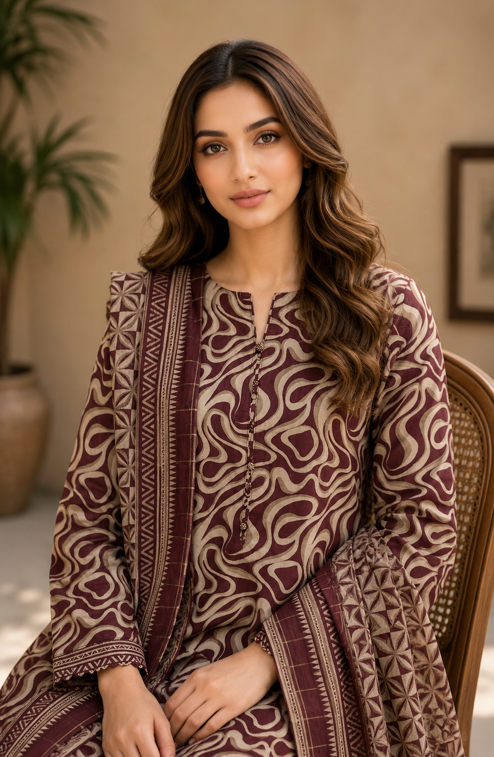 3PCs PRINTED LAWN UNSTITCHED SUIT