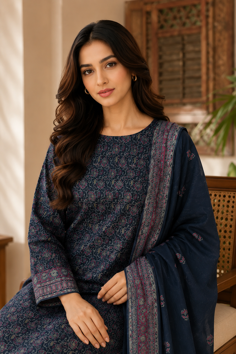 3PCs PRINTED LAWN UNSTITCHED SUIT