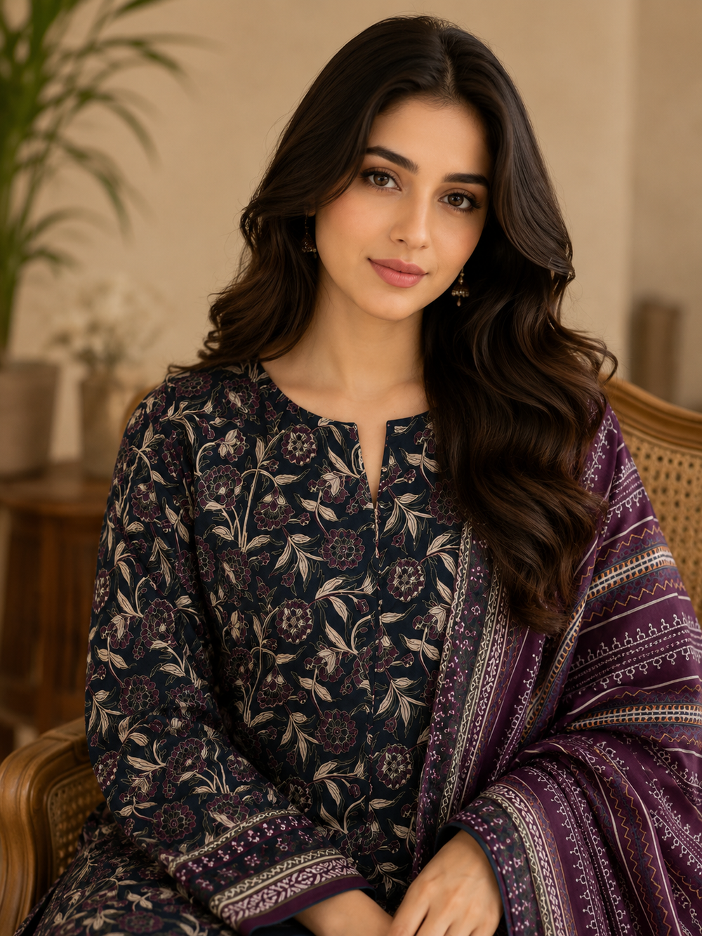 3PCs PRINTED LAWN UNSTITCHED SUIT