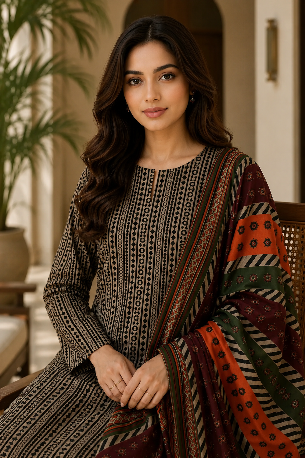 3PCs PRINTED LAWN UNSTITCHED SUIT