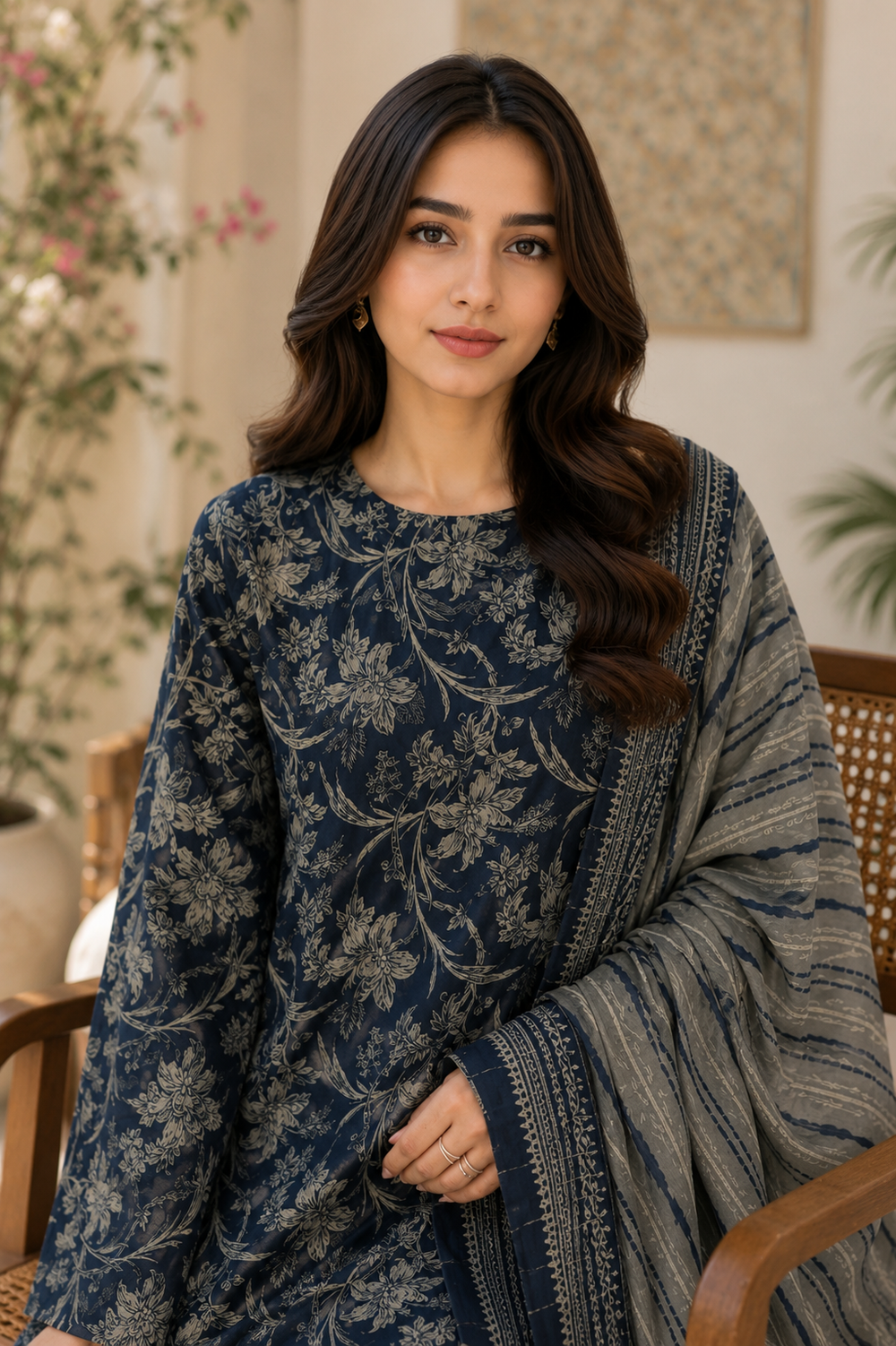 3PCs PRINTED LAWN UNSTITCHED SUIT