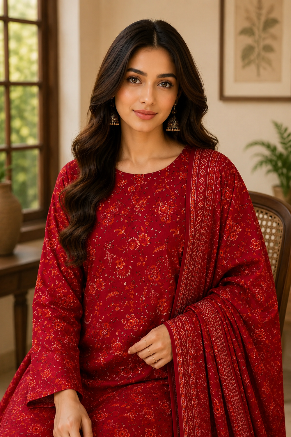 3PCs PRINTED LAWN UNSTITCHED SUIT
