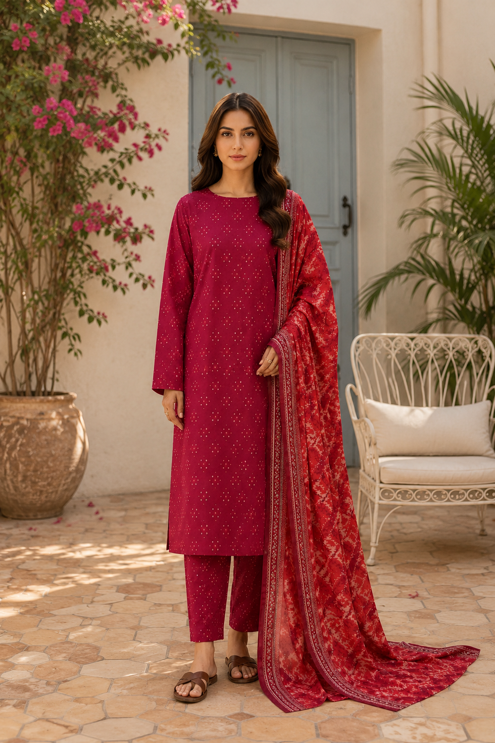 3PCs PRINTED LAWN UNSTITCHED SUIT