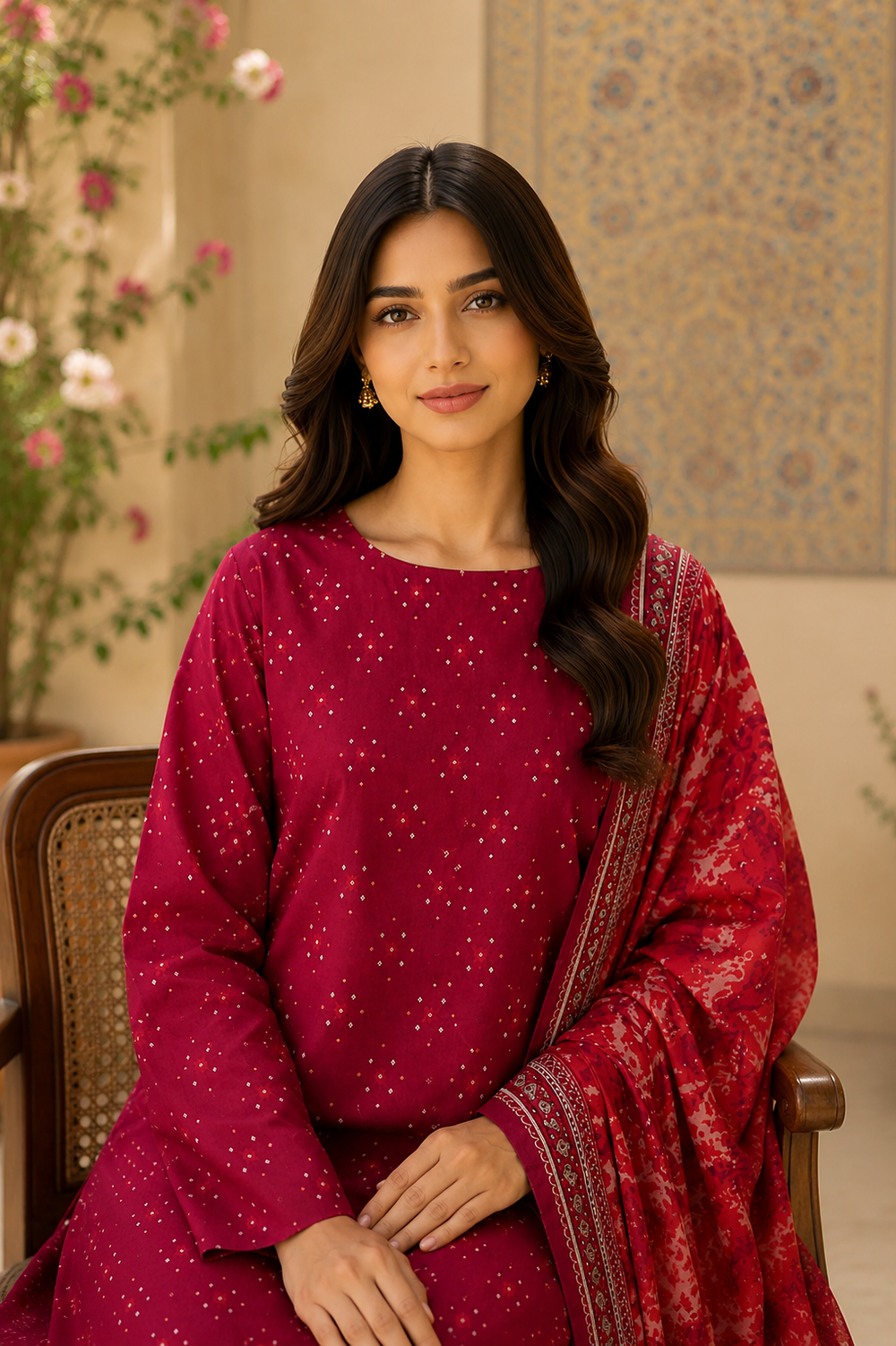 3PCs PRINTED LAWN UNSTITCHED SUIT