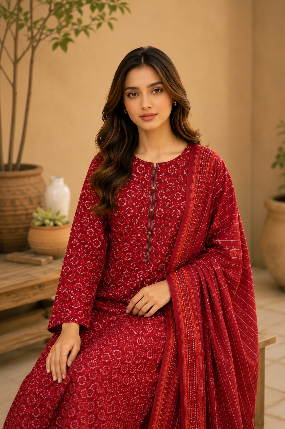 3PCs PRINTED LAWN UNSTITCHED SUIT