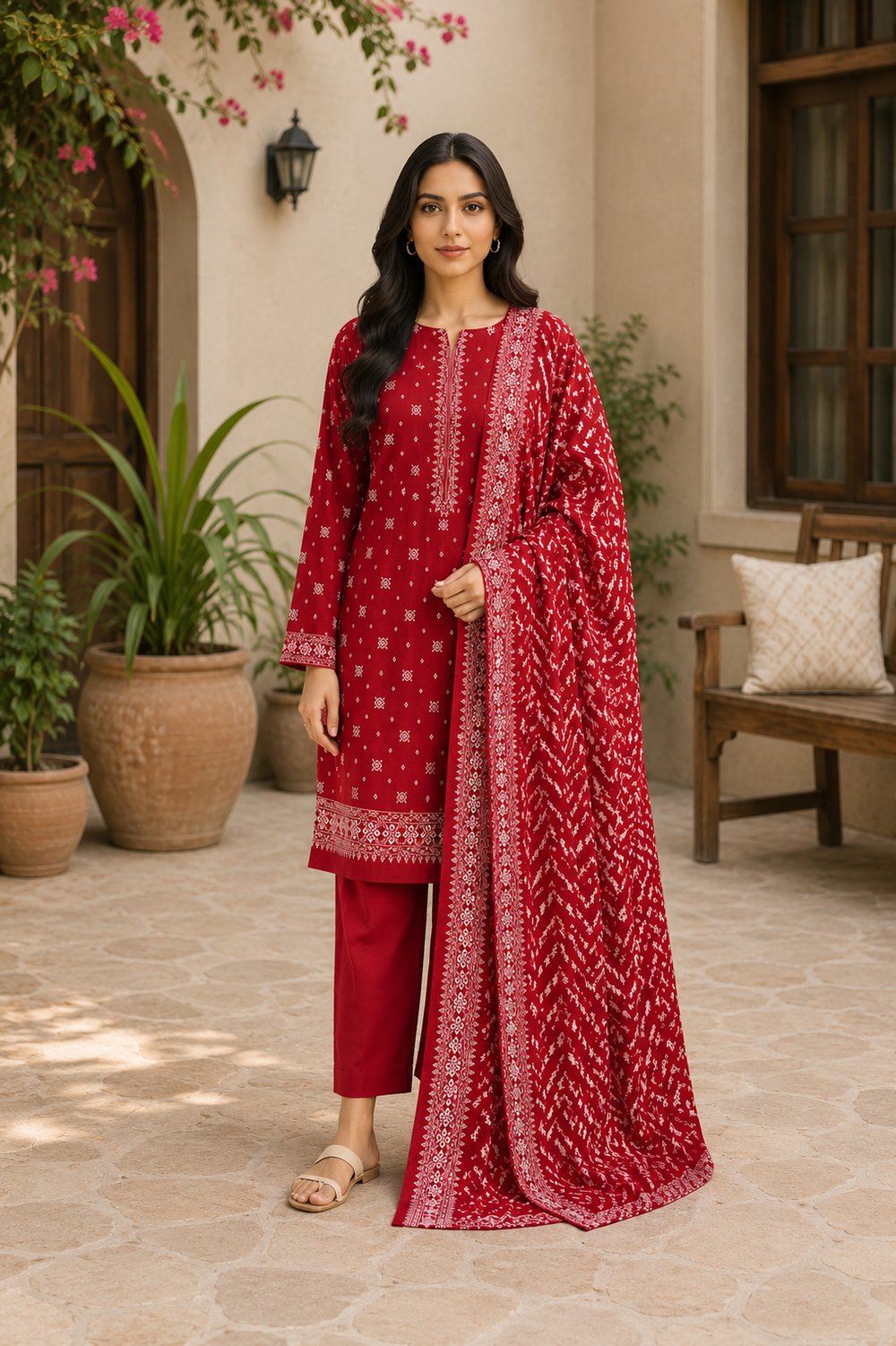 3PCs PRINTED LAWN UNSTITCHED SUIT