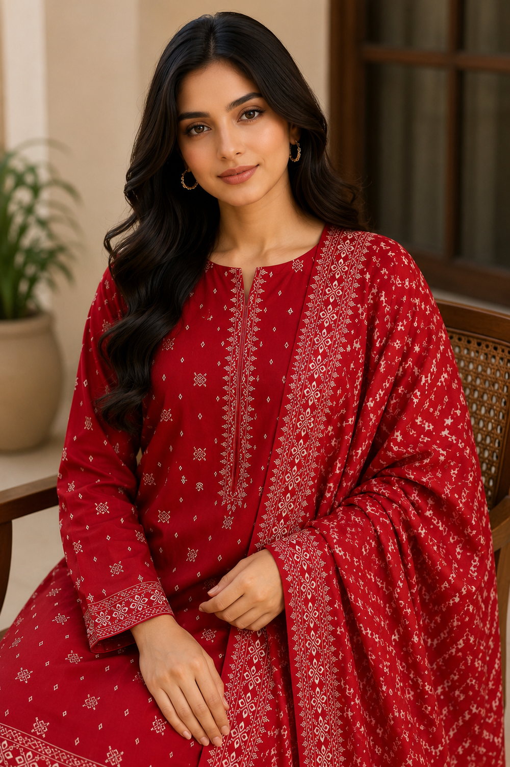 3PCs PRINTED LAWN UNSTITCHED SUIT