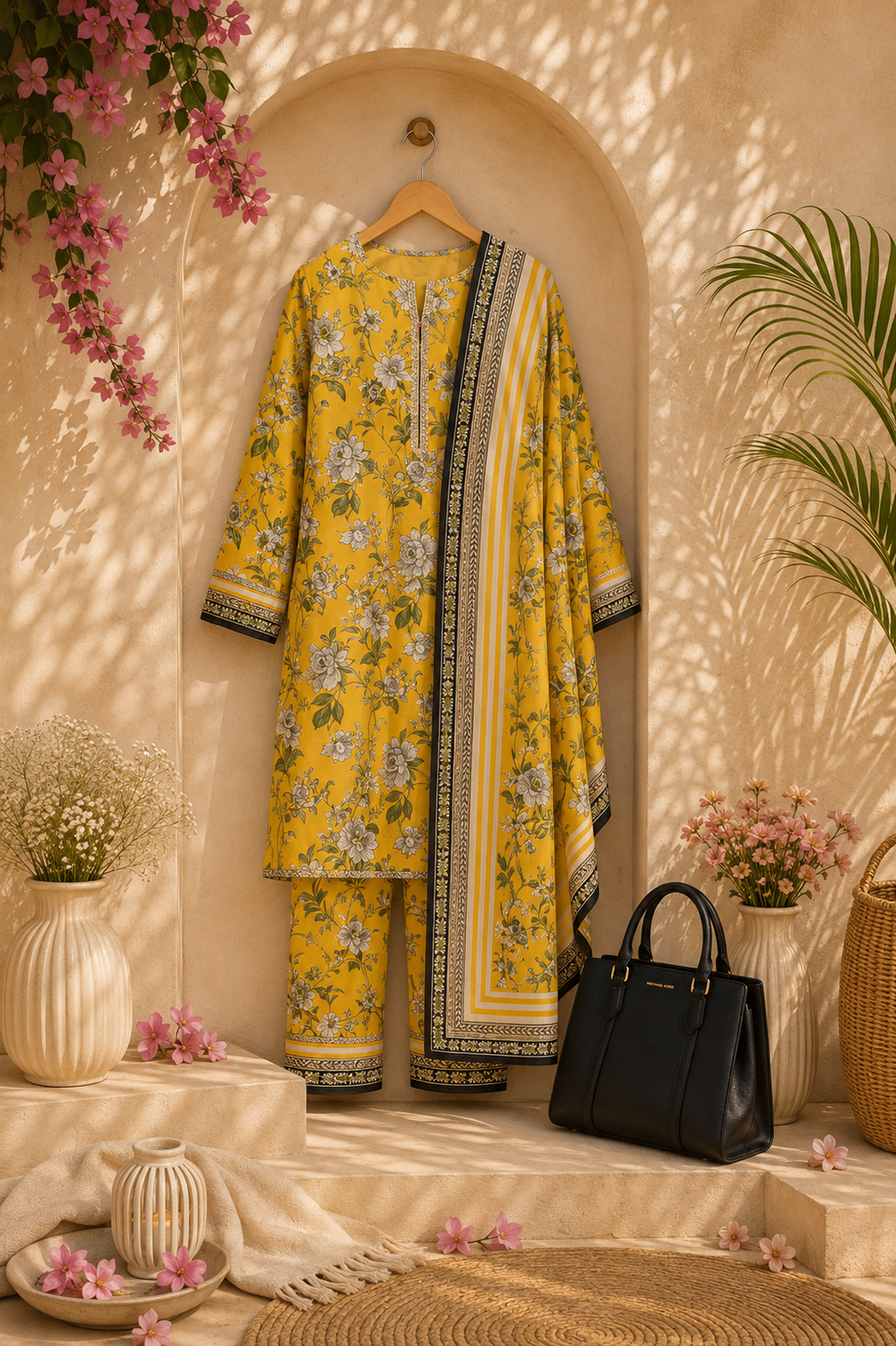 PRINTED 3PCs SWISS LAWN SUIT - W1509