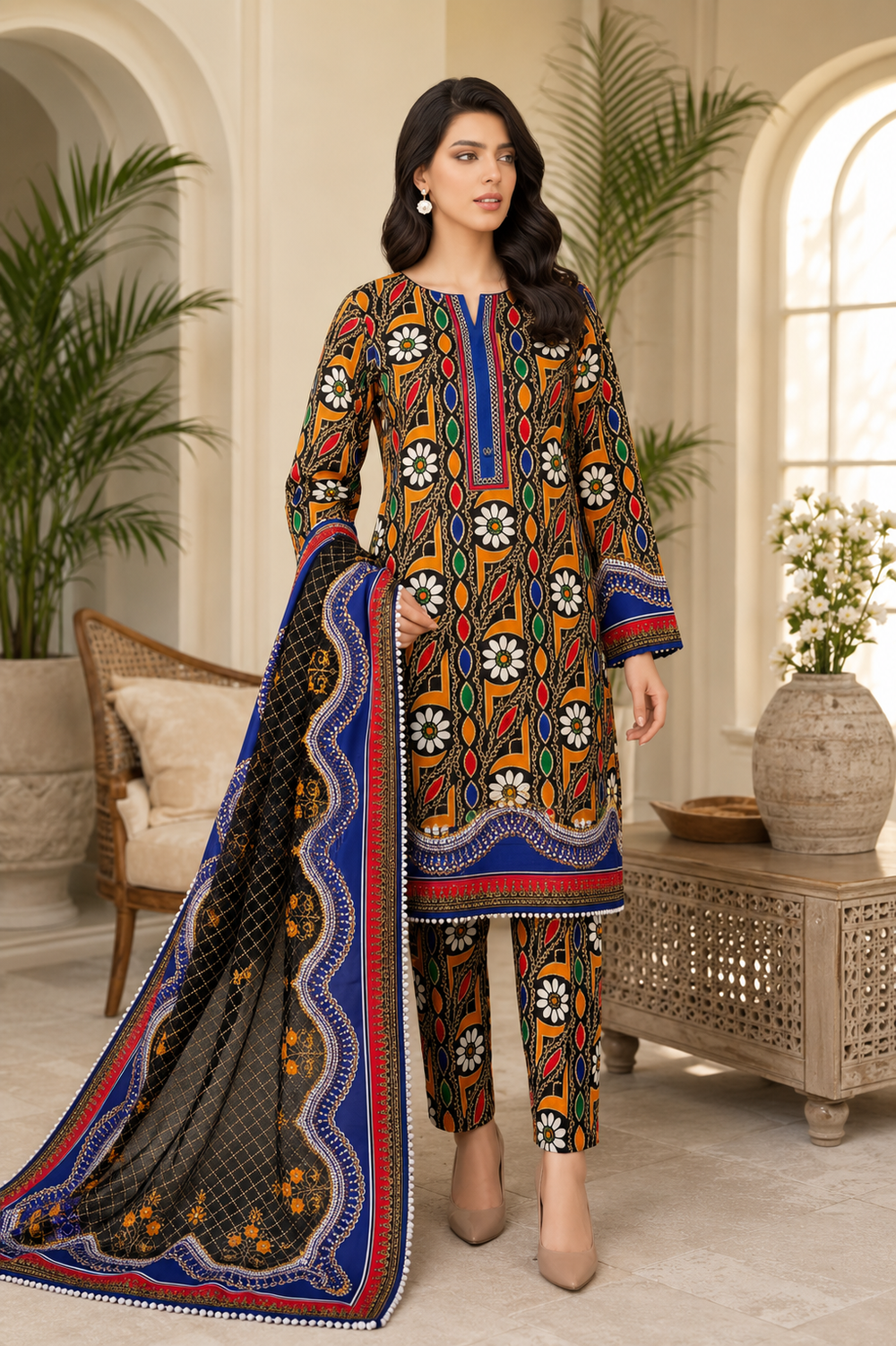 SWISS PRINTED 3PCs LAWN SUIT