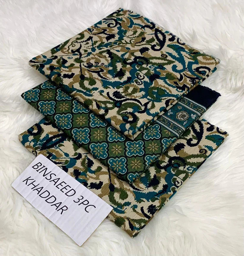 BS KHADDAR UNSTITCHED 3PC SUIT - U37