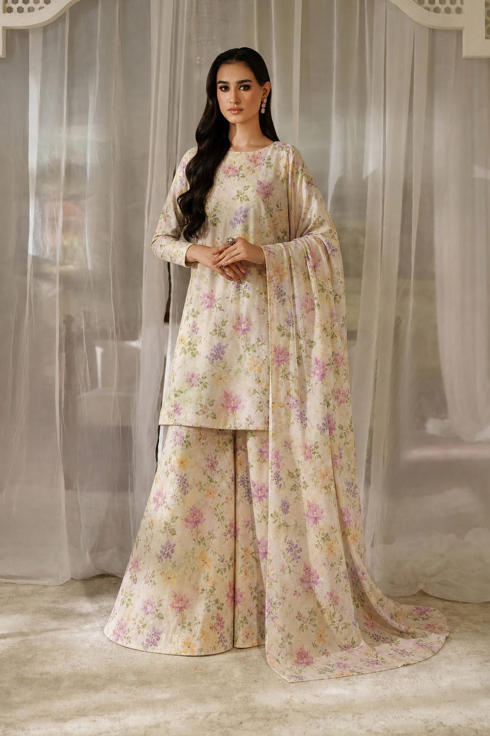 3 Piece BreezeLawn Printed UnStitched Suit with Printed Dupatta & Printed Trouser.