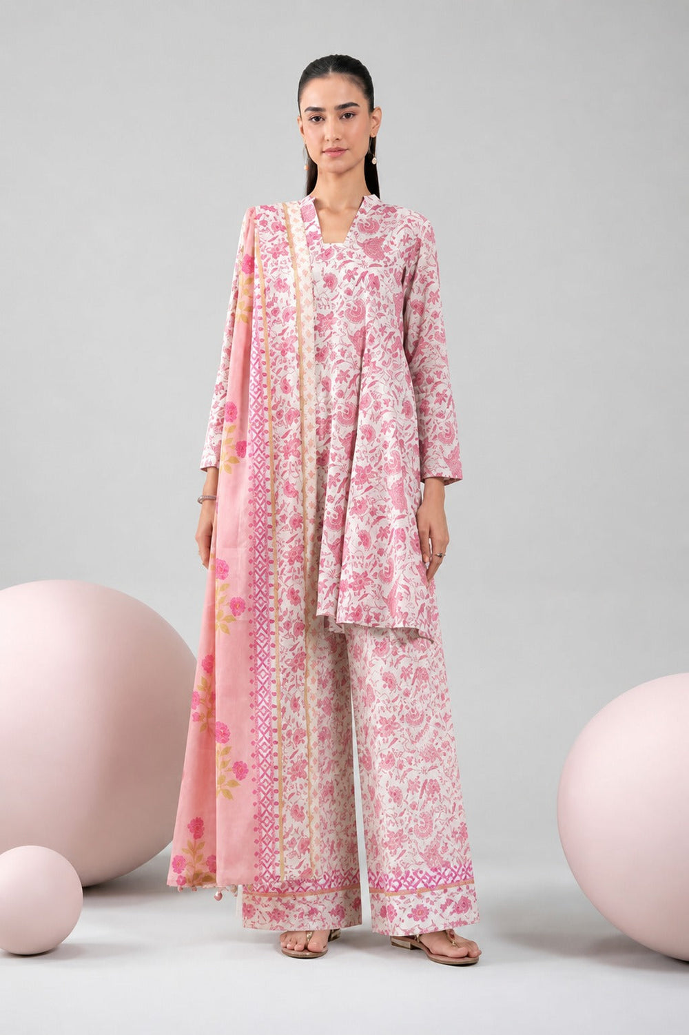 3 Piece BreezeLawn Printed UnStitched Suit with Printed Dupatta & Printed Trouser.