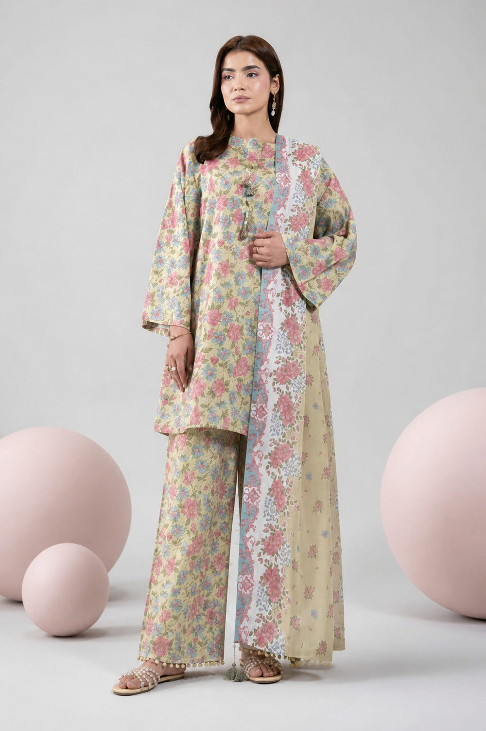 3 Piece BreezeLawn Printed UnStitched Suit with Printed Dupatta & Printed Trouser.