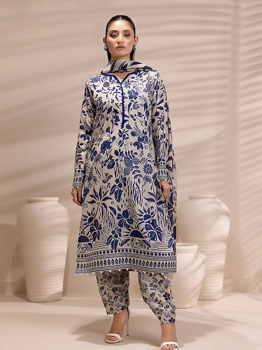 3 Piece BreezeLawn Printed UnStitched Suit with Printed Dupatta & Printed Trouser.