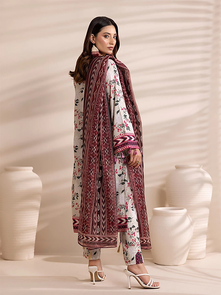 3 Piece BreezeLawn Printed UnStitched Suit with Printed Dupatta & Printed Trouser.