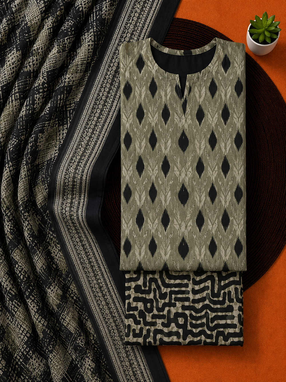 PRINTED 3PCs LAWN SUIT
