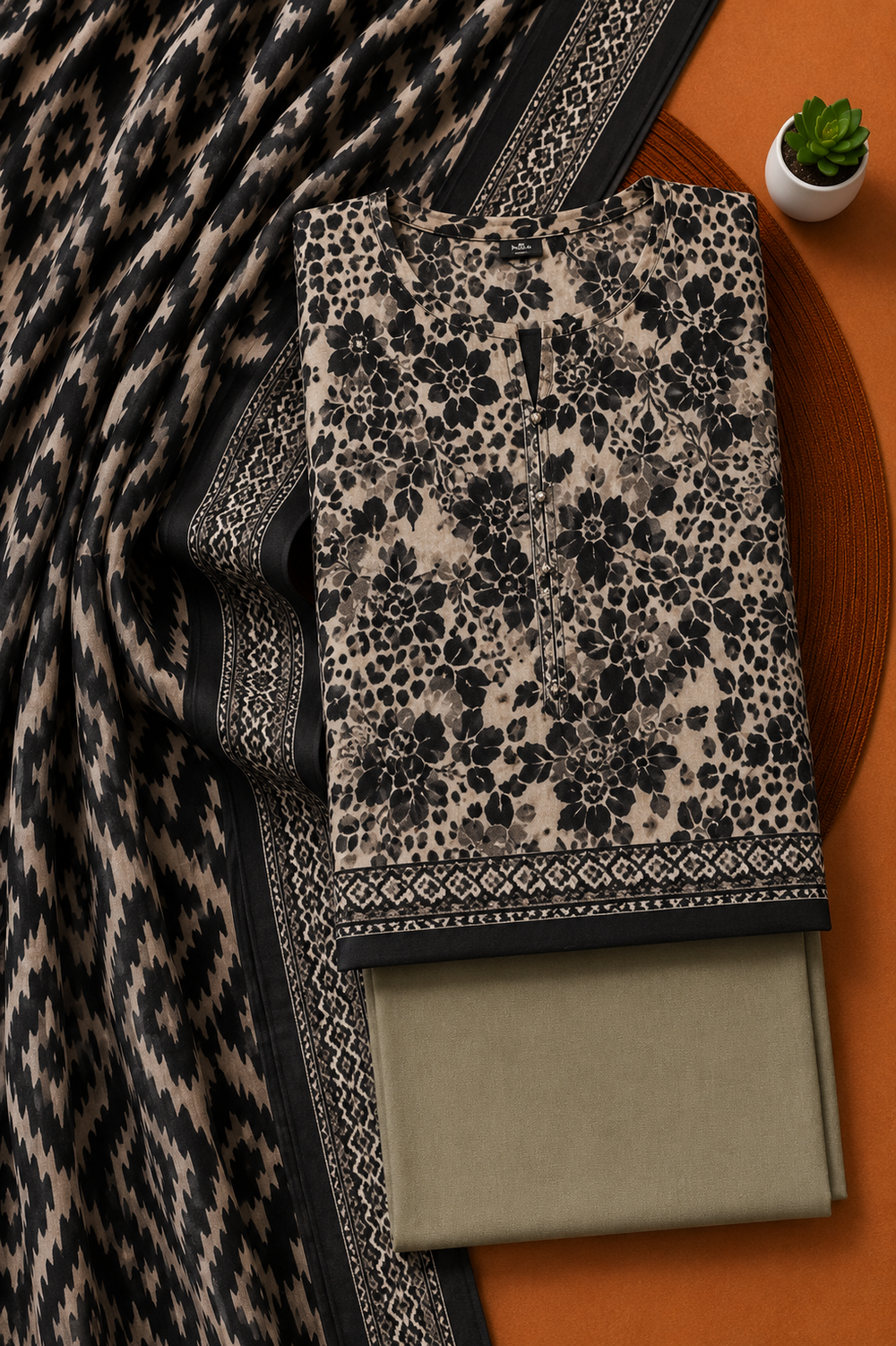 PRINTED 3PCs LAWN SUIT