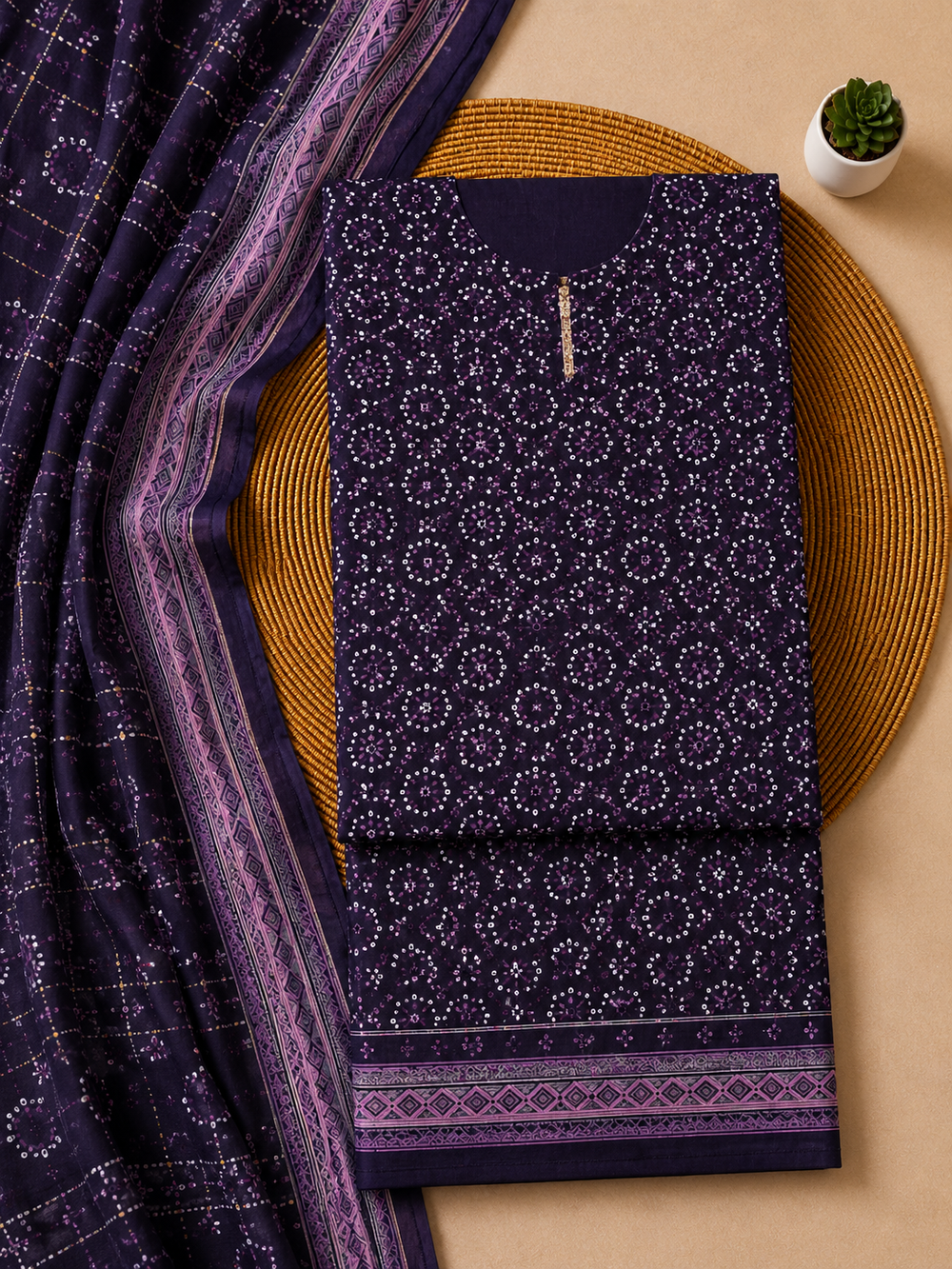 PRINTED 3PCs LAWN SUIT