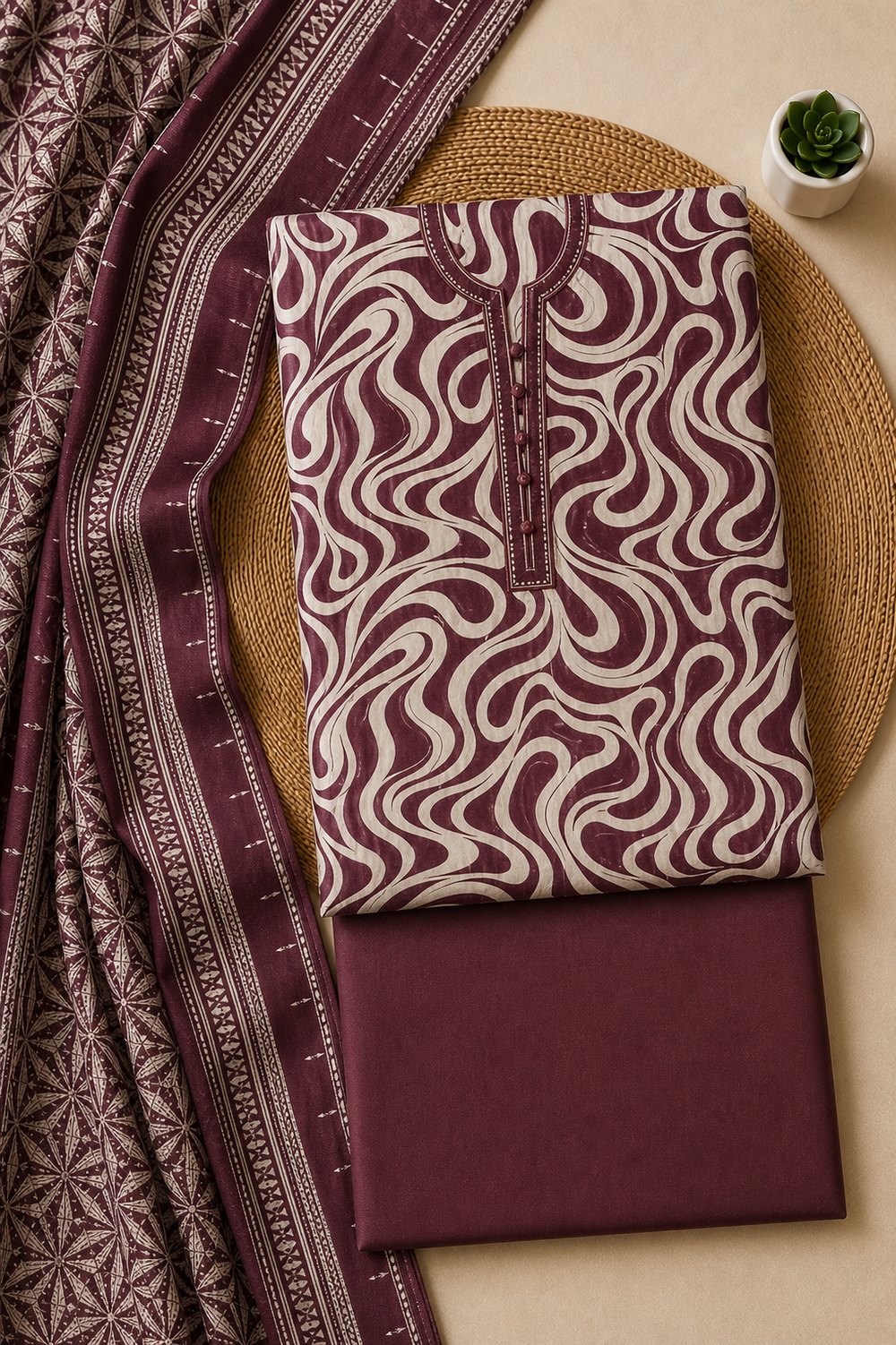 PRINTED 3PCs LAWN SUIT