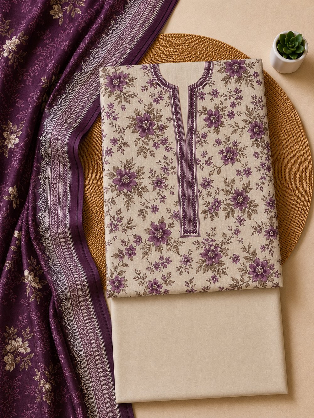 PRINTED 3PCs LAWN SUIT