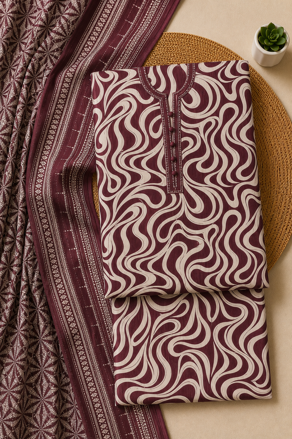 PRINTED 3PCs LAWN SUIT